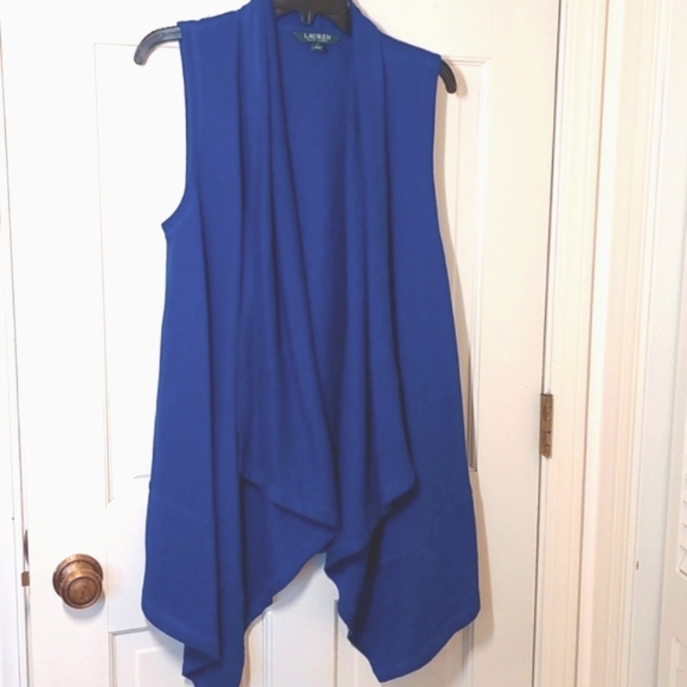 Ralph Lauren Cobalt Blue Cotton Sweatshirt Vest, Size M